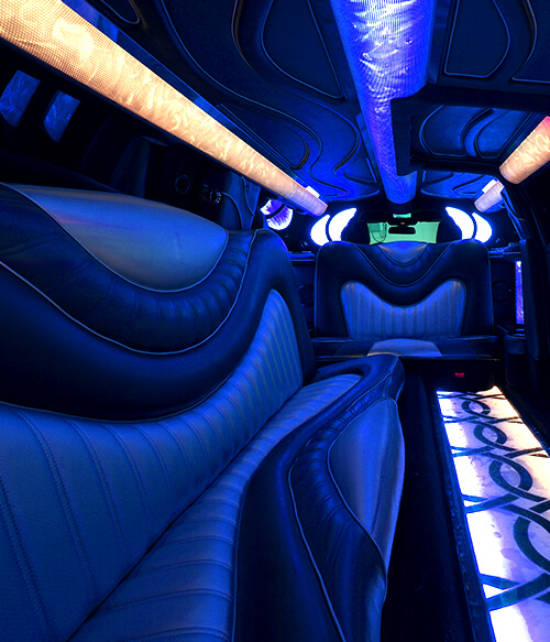 colorful neon lights in a limousine