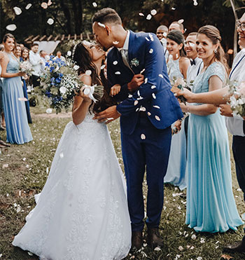 couple at their wedding party