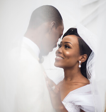 wedding couple posing with great pride