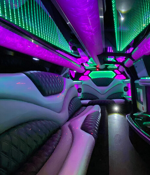 limousine interior with neon lights